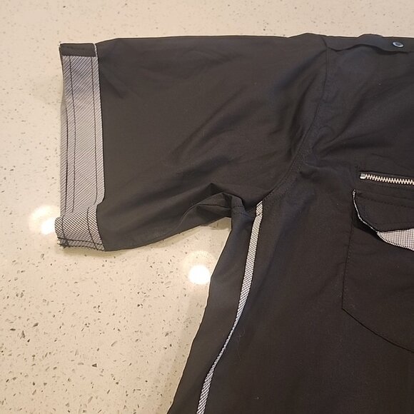 NWT Vertical Shirt Mens 4X Black Button Pockets Short Sleeves - Picture 4 of 8